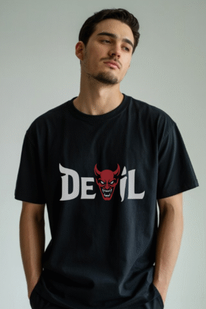 DEVIL Graphic Black T-Shirt (Free size)
